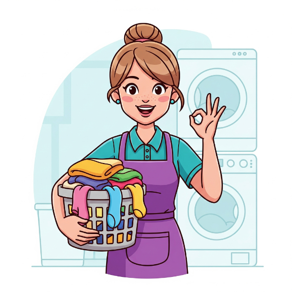 Mom Holding A Laundry Basket Giving The Okay Sigh 600X600